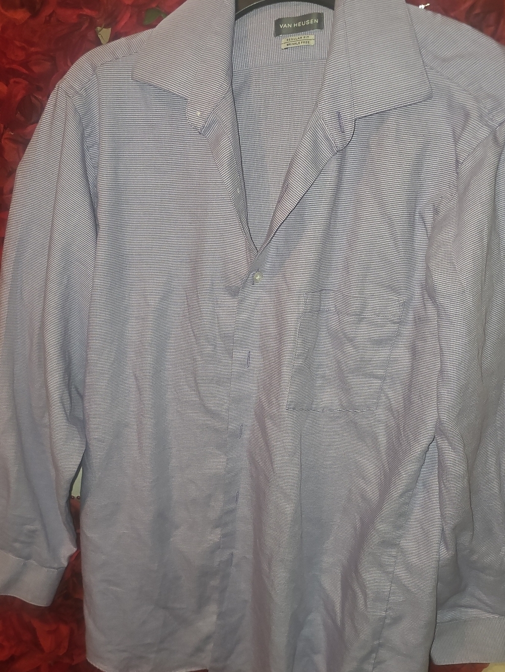 Van Heusen Men's Lavender Checkered Dress Shirt - Classic Button-Up Size 15-15½